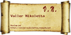 Valler Nikoletta névjegykártya